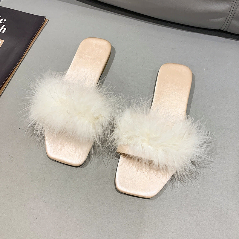 Wedding Bride Bridesmaid Feather Slippers
