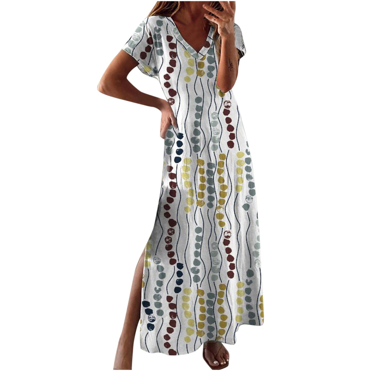 New Women's Casual Loose Printed Short Sleeve Dress