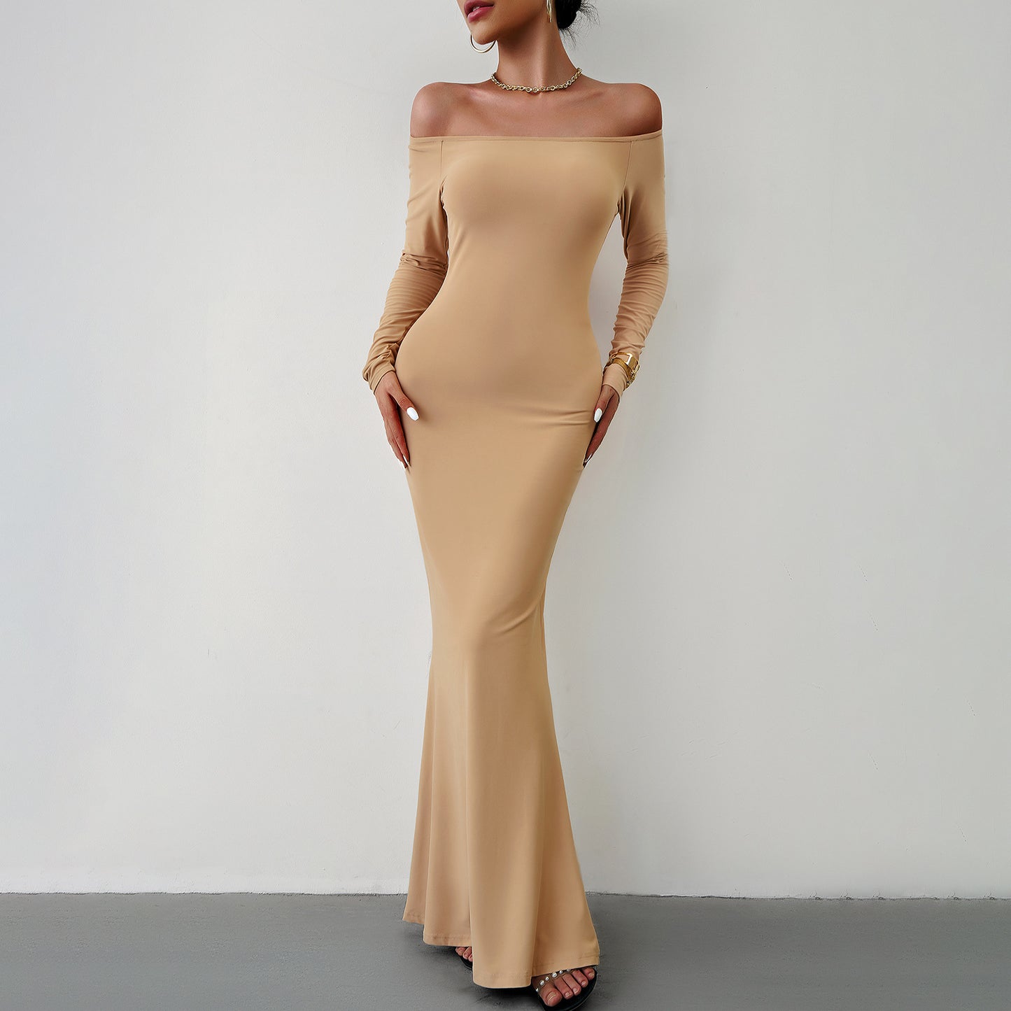 Women's Fashionable Slim-fit Off-shoulder Dress