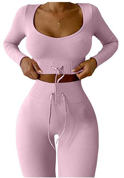 Autumn And Winter New Knitted Nine-point Long-sleeved Sports Yoga Suit