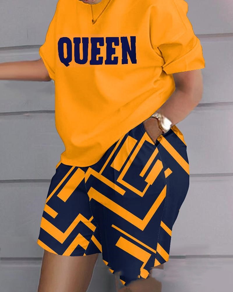 Women's New Printed Short Sleeve Casual Set