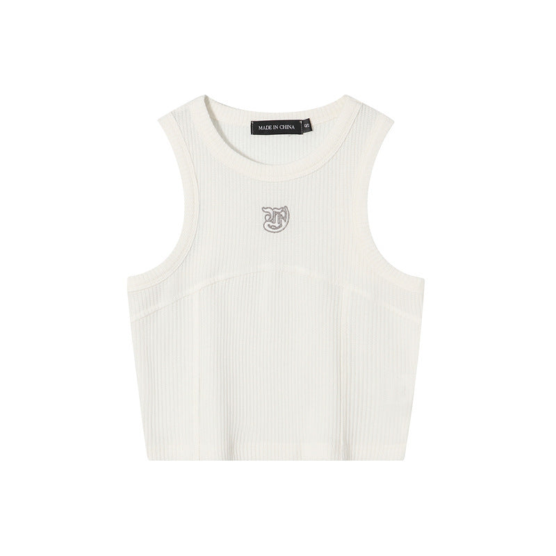 New Solid Color Slim Round Neck Sleeveless Vest For Women