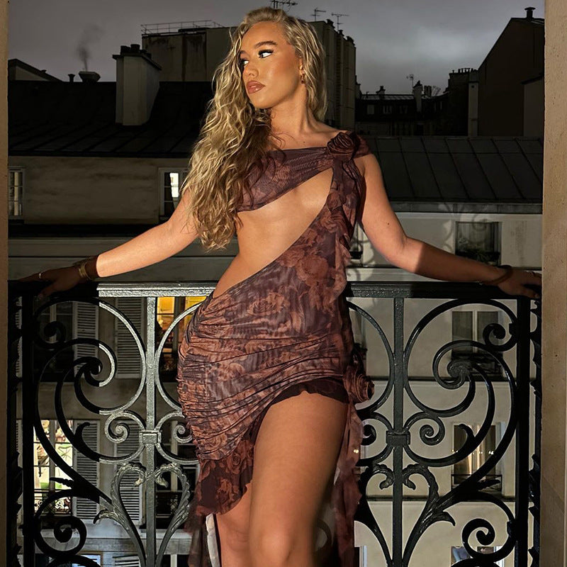 Cut-out Slim Spicy Girl Pleated Buttock Dress