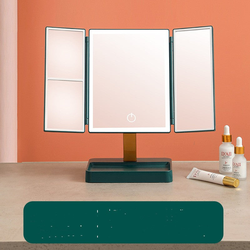 Desktop makeup mirror with lights Intelligent folding mirror