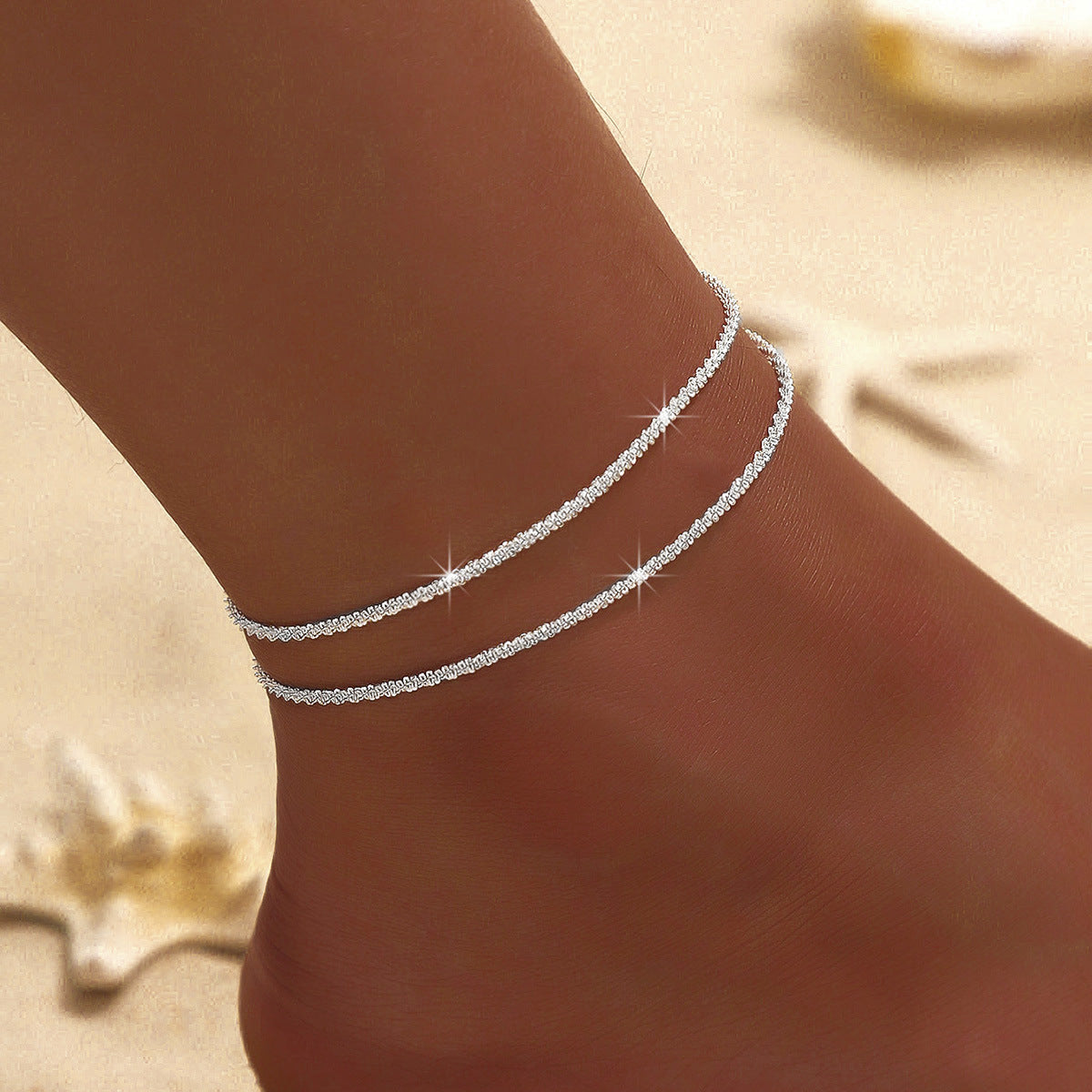 Female Fashion Cross Double-circle Anklet