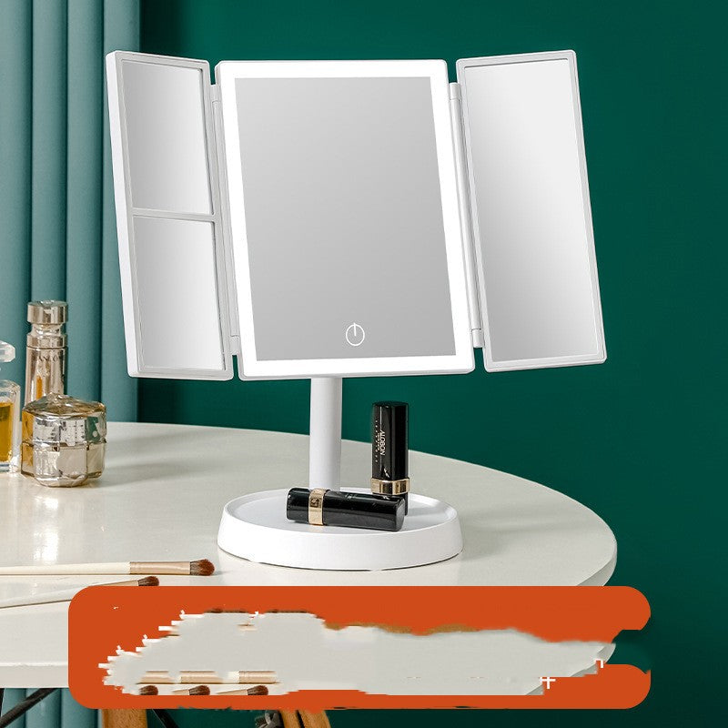 Desktop makeup mirror with lights Intelligent folding mirror