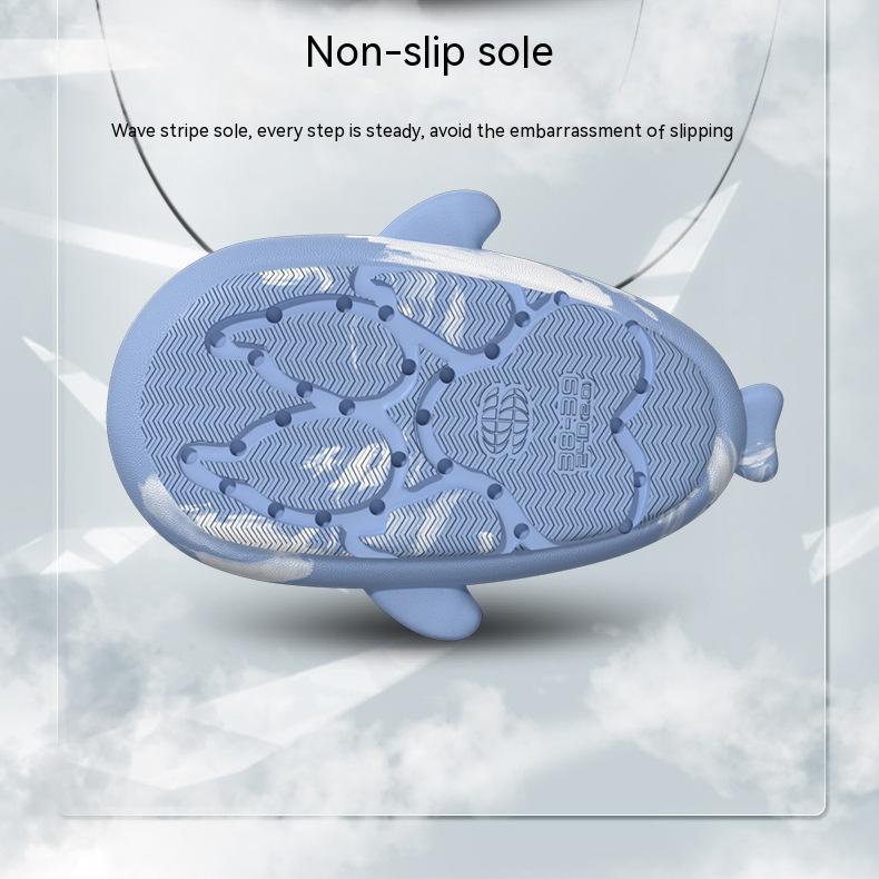 Two-color Shark 4CM Thick-soled Sandals Men's EVA Lightweight Shit-stepping Home Slippers Couple Beach Flip-flops Women