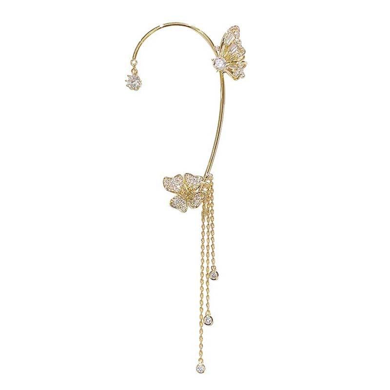 Butterfly Tassel Ear Clip Long Female Non-piercing Earrings