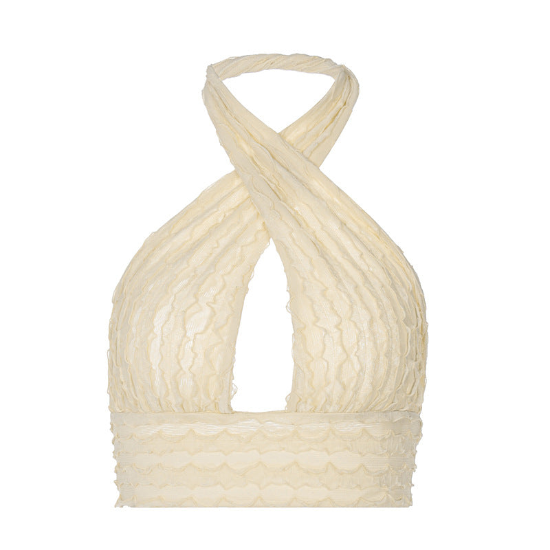 Retro Small Design Sense Wood Ear Neck Vest