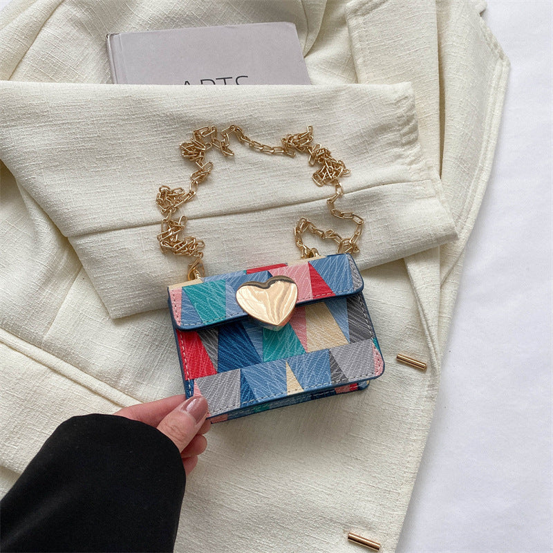 Fresh Simple Western Style Temperament Chain Small Female Patchwork Shoulder Messenger Bag