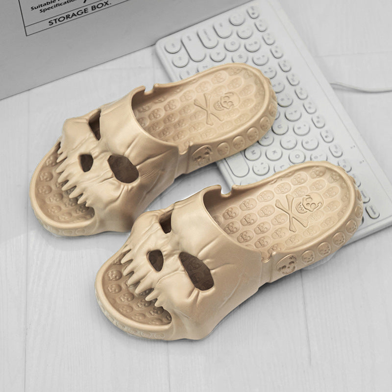 Personalized Skull Design Halloween Slippers Bathroom Indoor Outdoor Fun Slides Beach Shoes