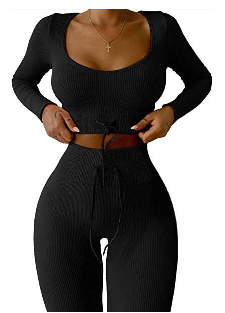Autumn And Winter New Knitted Nine-point Long-sleeved Sports Yoga Suit