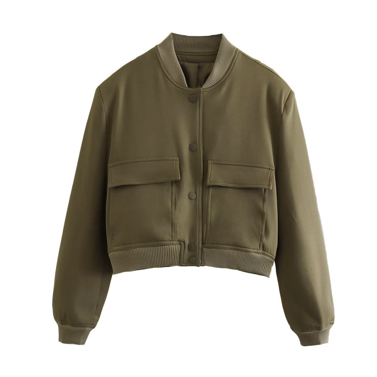 Autumn Y2g Stand Collar Double Pocket Biker Pilot Jacket Top