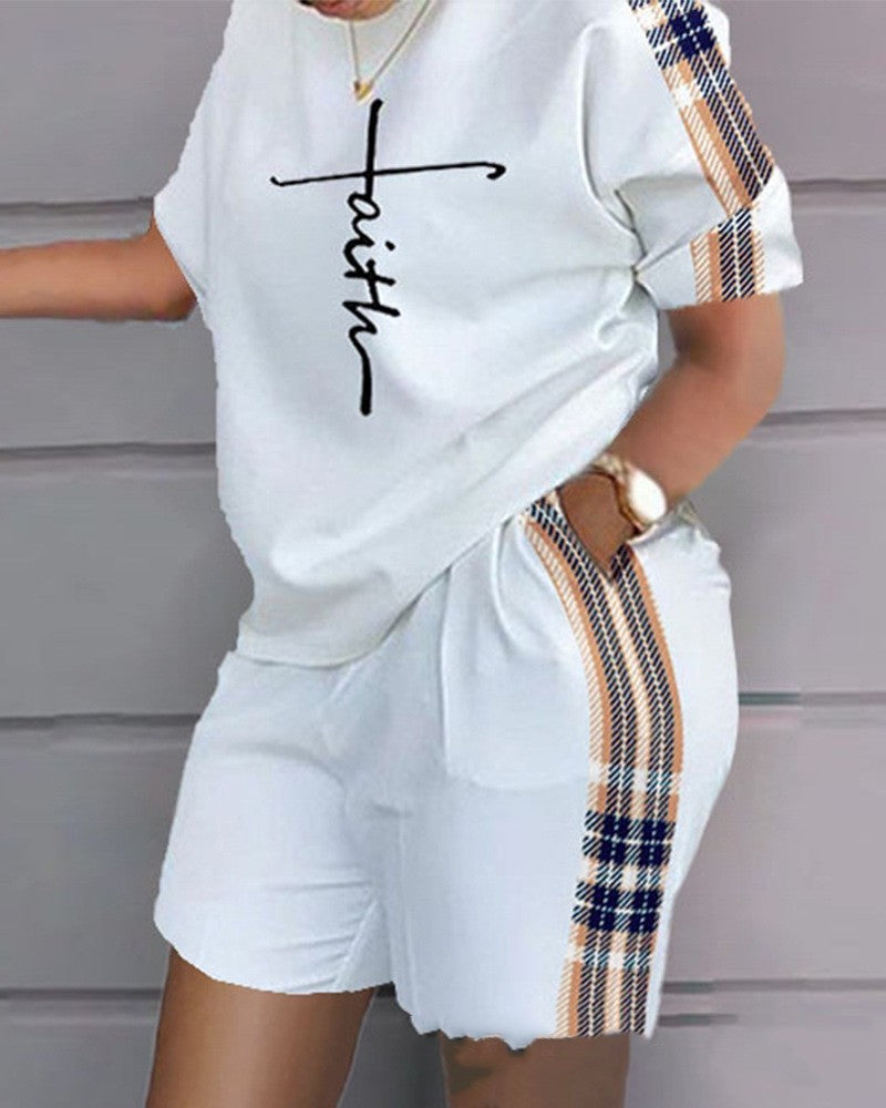 Women's New Printed Short Sleeve Casual Set