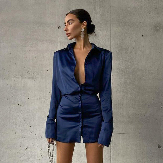 Long-sleeved Shirt Dress Female Fashionable Slim Slimming Dress