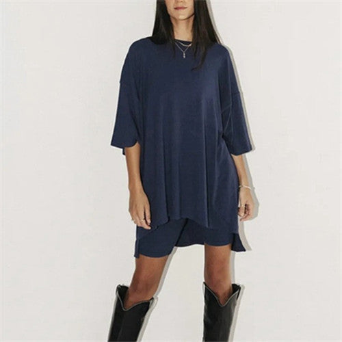 European And American All-matching Loose Casual Home Short Sleeve T-shirt Shorts Set