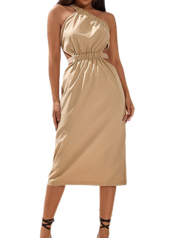 Women's Solid Color One-shoulder Pure Hot Girl Dress