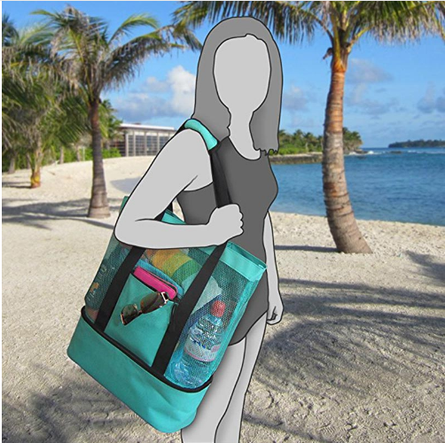 Large Capacity Canvas Single Shoulder Srorage Bag Double Layer Outdoor Travel Picnic Bag Lunch Box   With Zipper