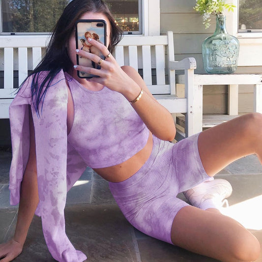 Summer Leisure Two-piece Tie-dye Vest Shorts Suit