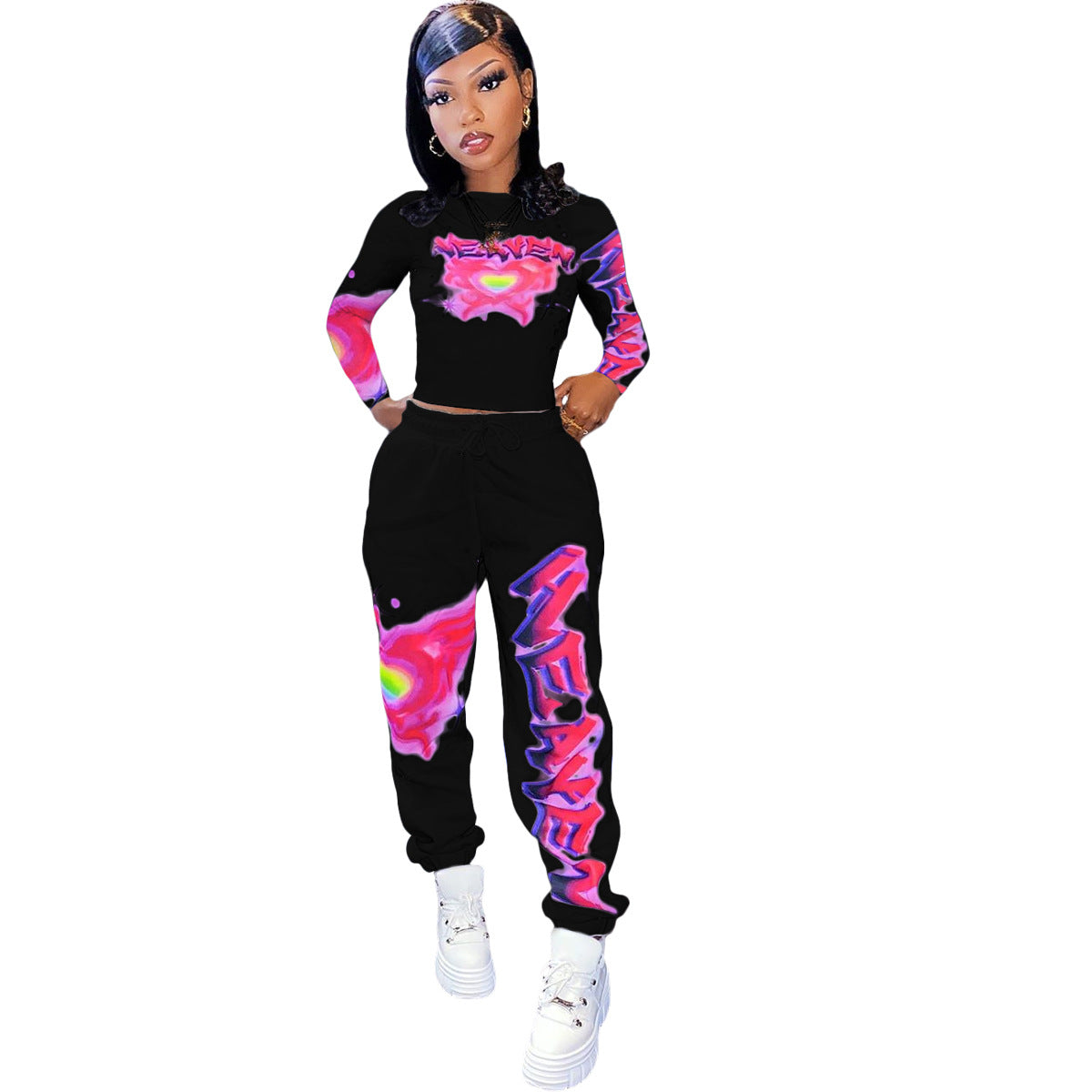 Beautiful women's casual sports two-piece fashion