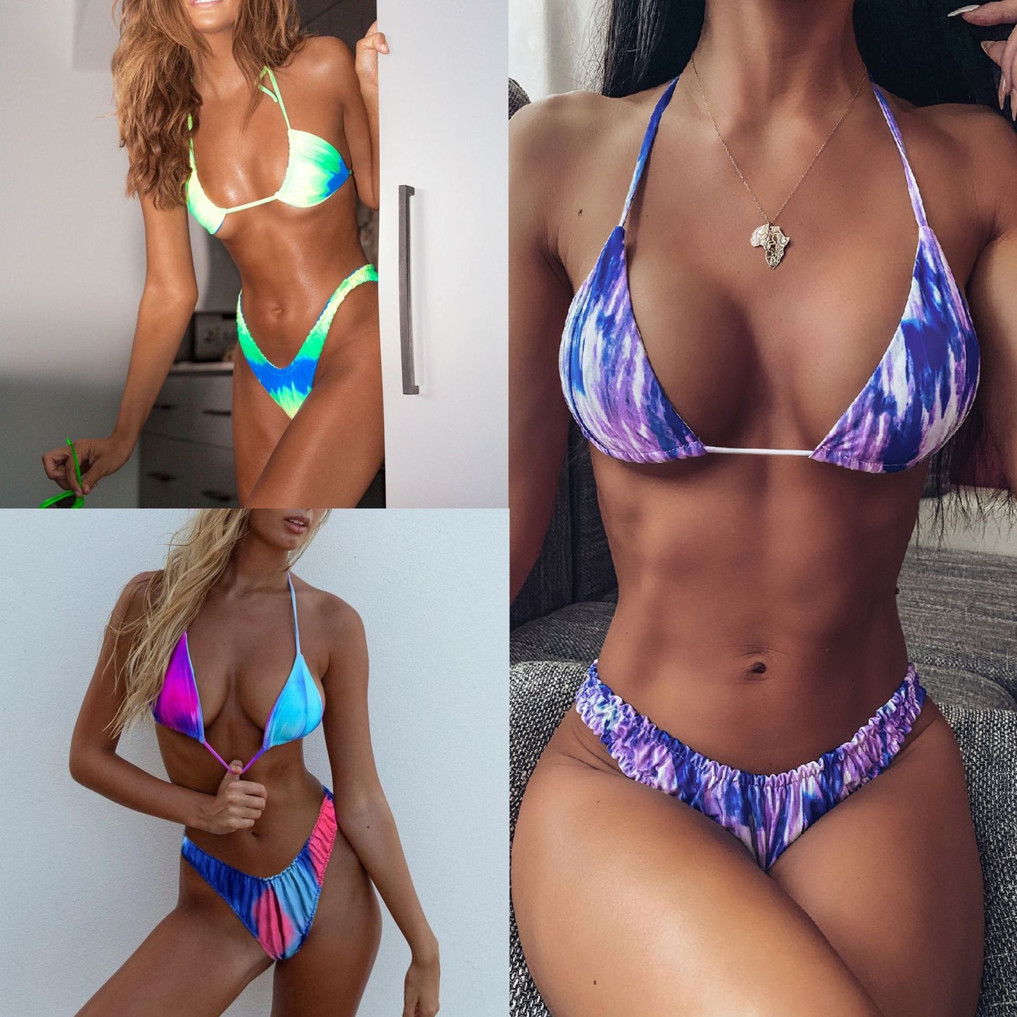 Tie-dye split swimsuit