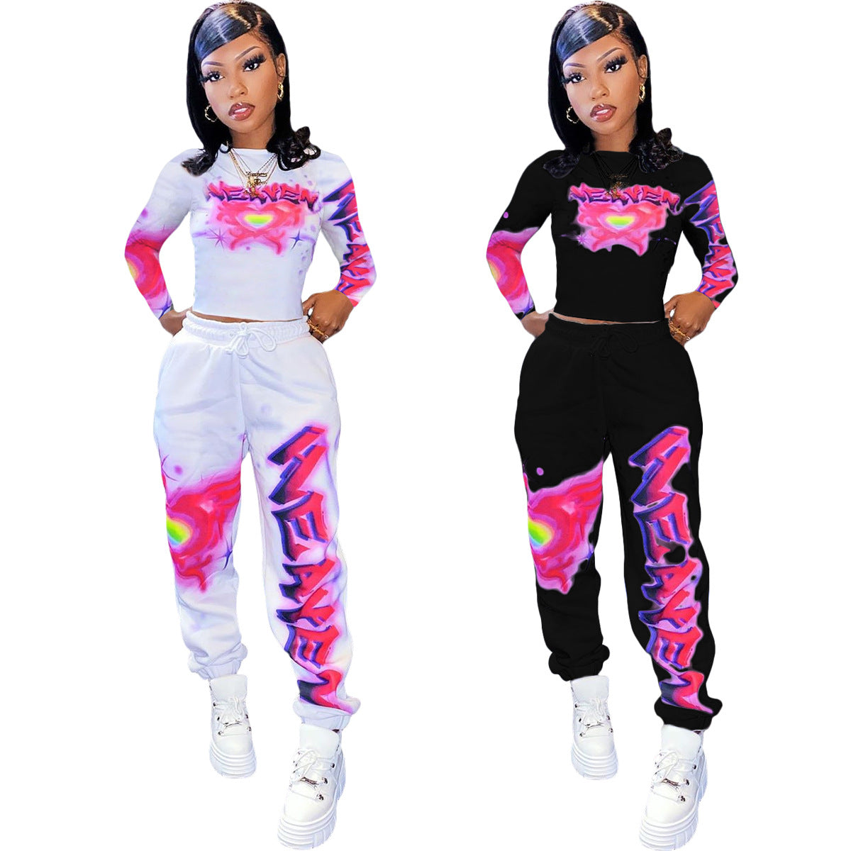 Beautiful women's casual sports two-piece fashion