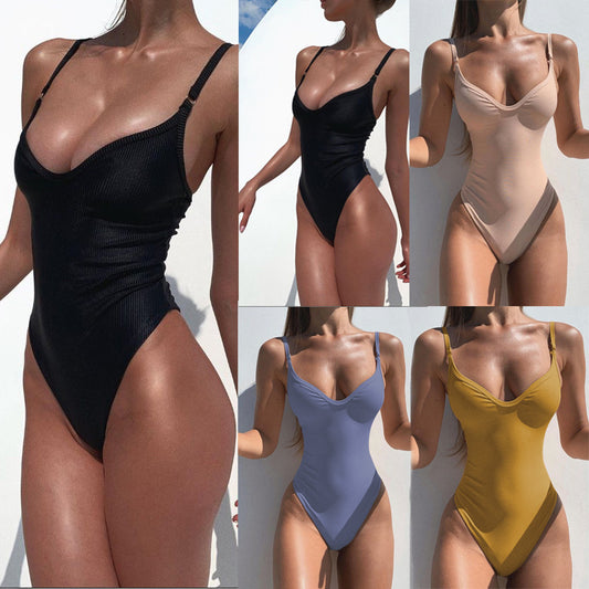 Bikini Sexy One-piece European And American Swimsuit Female Conservative Nylon Swimsuit