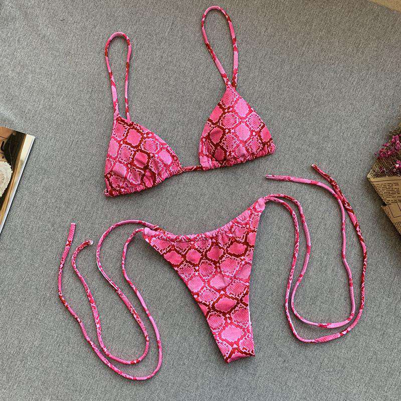 Snakeskin Bikini Strap Print Swimsuit Ladies Split Swimsuit
