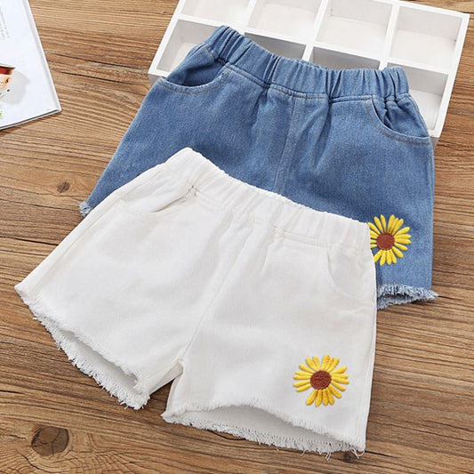 Denim Shorts Fringed Fringe Hot Pants Embroidered Leggings