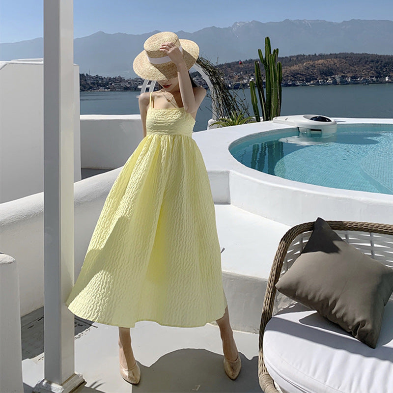 Long Sling Dress With One Word Neckline
