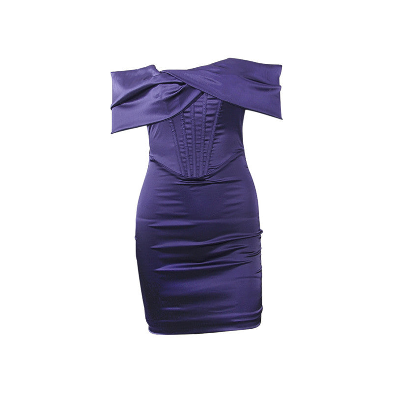 One-shoulder Sexy European And American Tight Nightclub Short Dress