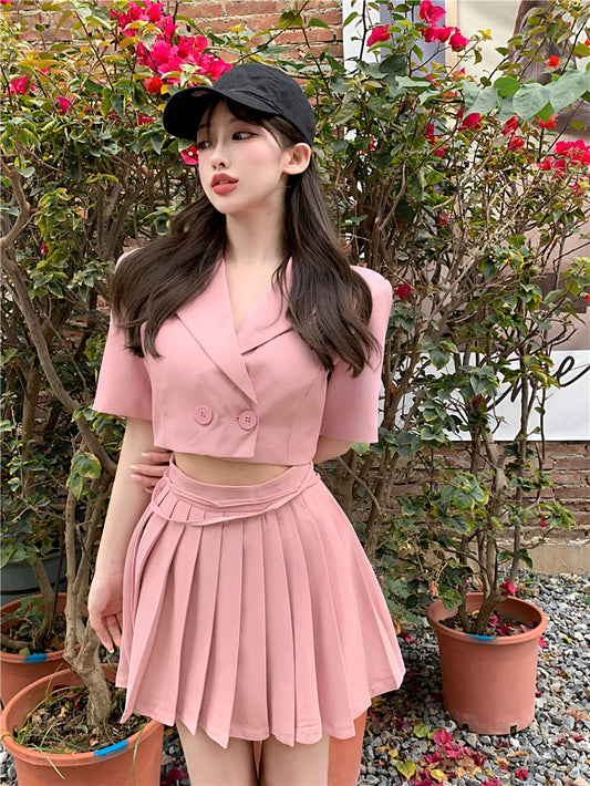 Suit Jacket Female Short Thin Pink Design Sense