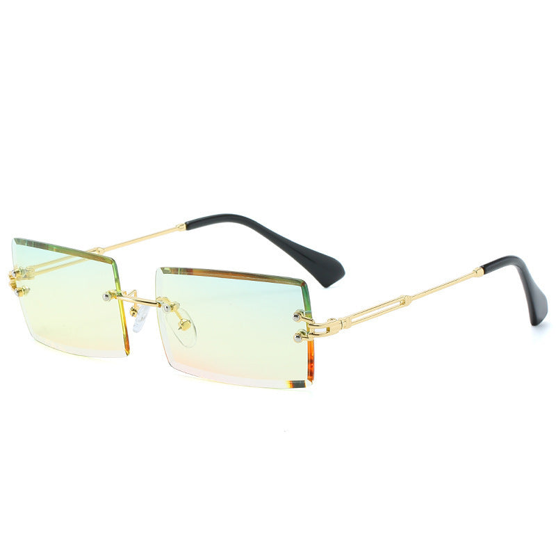 Lunettes De Soleil En Alliage Petit Rectangle Sans Cadre