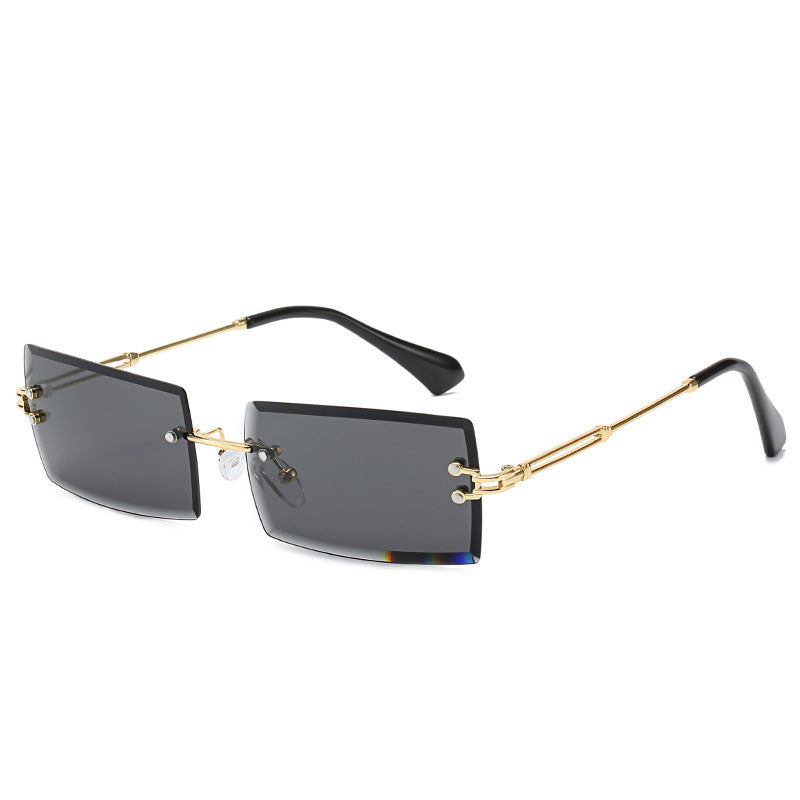Lunettes De Soleil En Alliage Petit Rectangle Sans Cadre