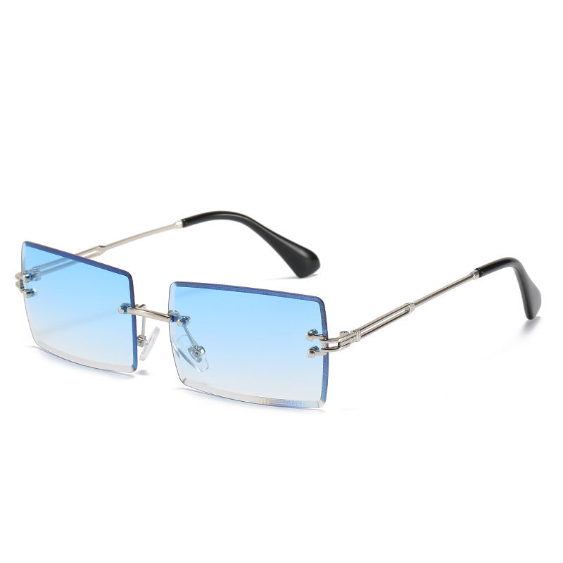 Lunettes De Soleil En Alliage Petit Rectangle Sans Cadre