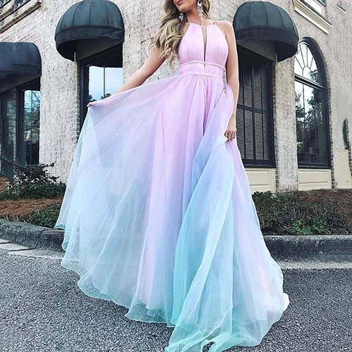 Women's New Women's Printed Dress Explosive Sexy Deep V Dress Long Skirt