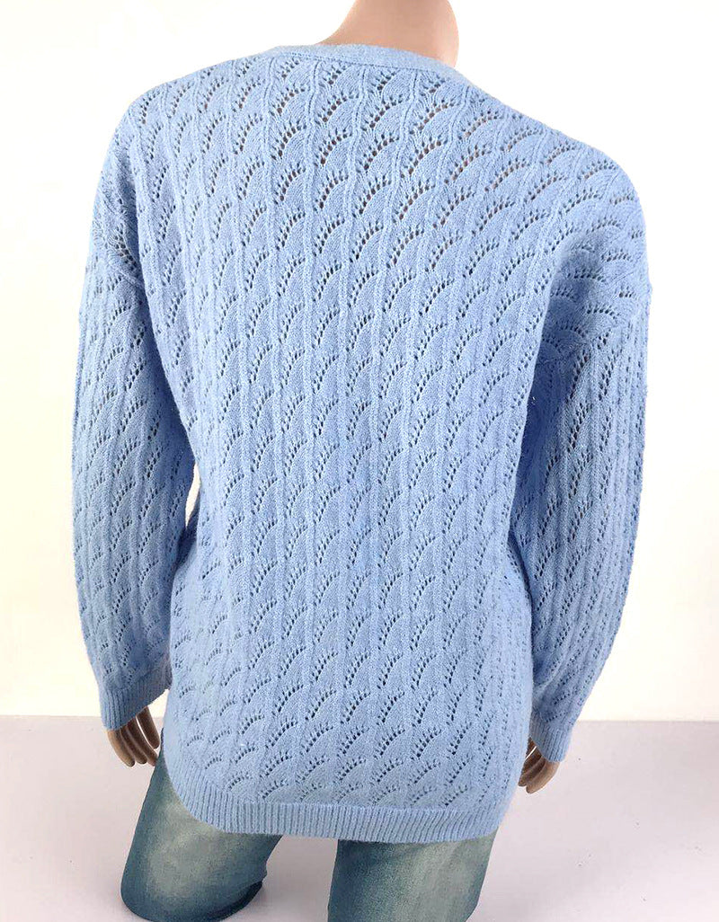 Crocheted V-neck single-breasted knitted cardigan