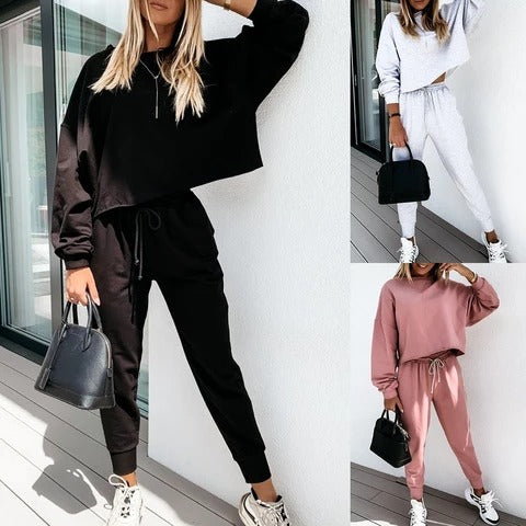 European and American pure color casual women's suit new