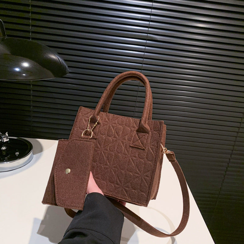 Heart Hair Felt Portable Shoulder Messenger Bag