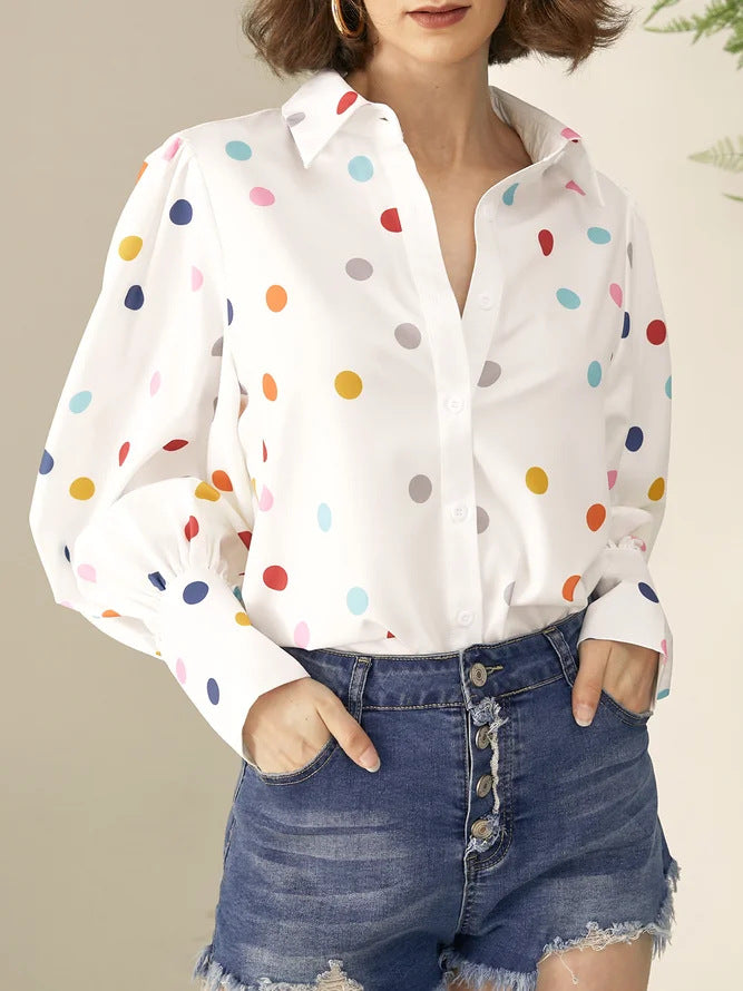 Women's Summer Printed Lantern Sleeve Fashion Shirt