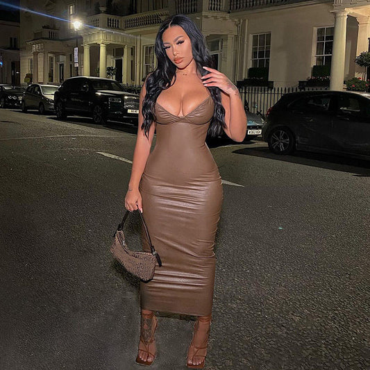 Slim Tube Top Strapless Sexy Backless Midi Skirt
