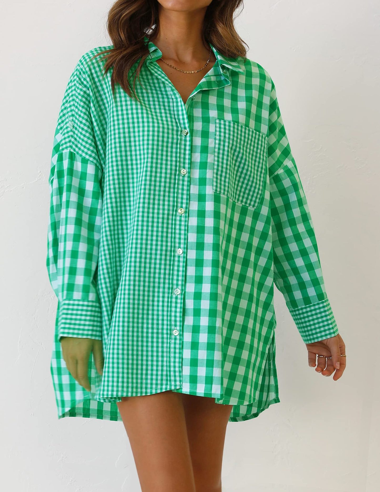 Women's Long-sleeved Shirt Fashion Loose Casual Plaid Shirt