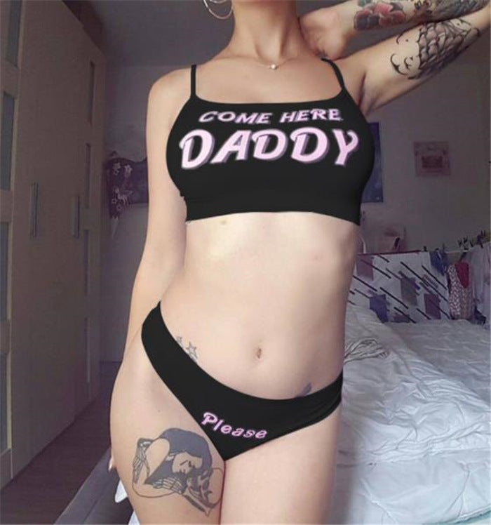 Women's Swimsuit Letter Printed Split Bikini