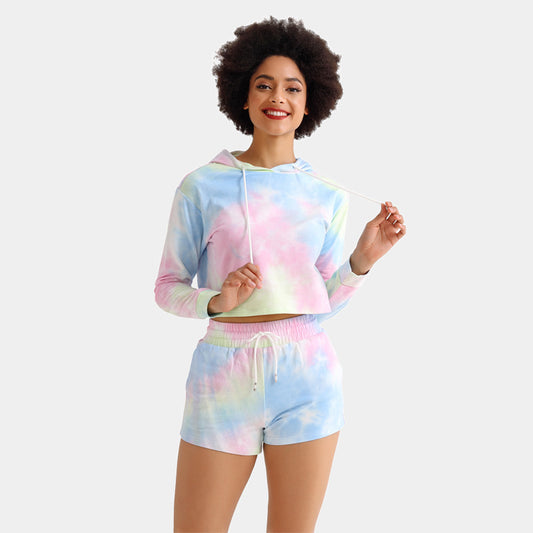 Two-piece suit with tie-dye sweater