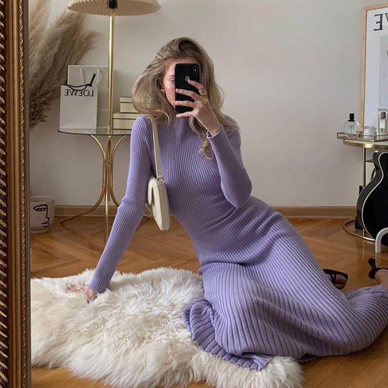 Women's long sleeve back slim dress