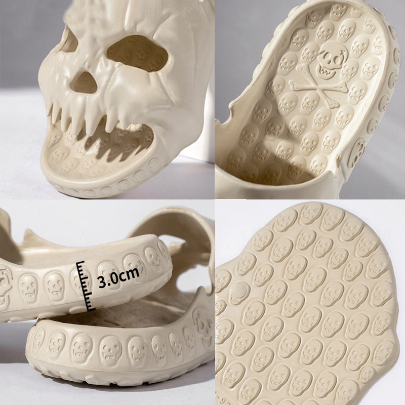 Personalized Skull Design Halloween Slippers Bathroom Indoor Outdoor Fun Slides Beach Shoes
