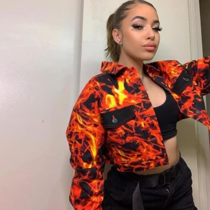Hip-hop jacket lapel with flame short casual blazer