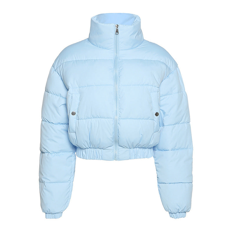 All-Match Stand-Up Collar Zipper Coat Women