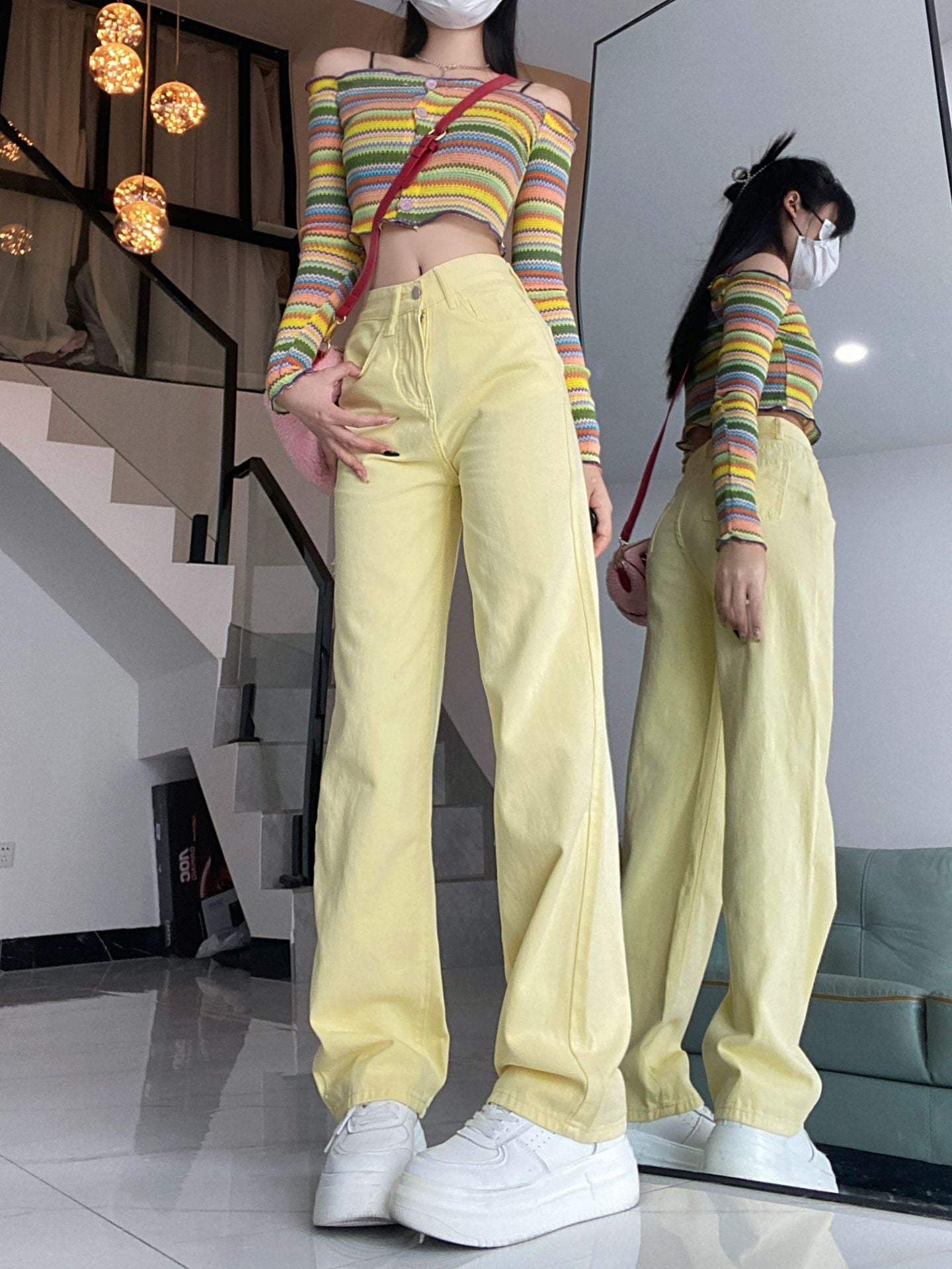 Women's Fashionable All-match Retro Straight Loose Jeans
