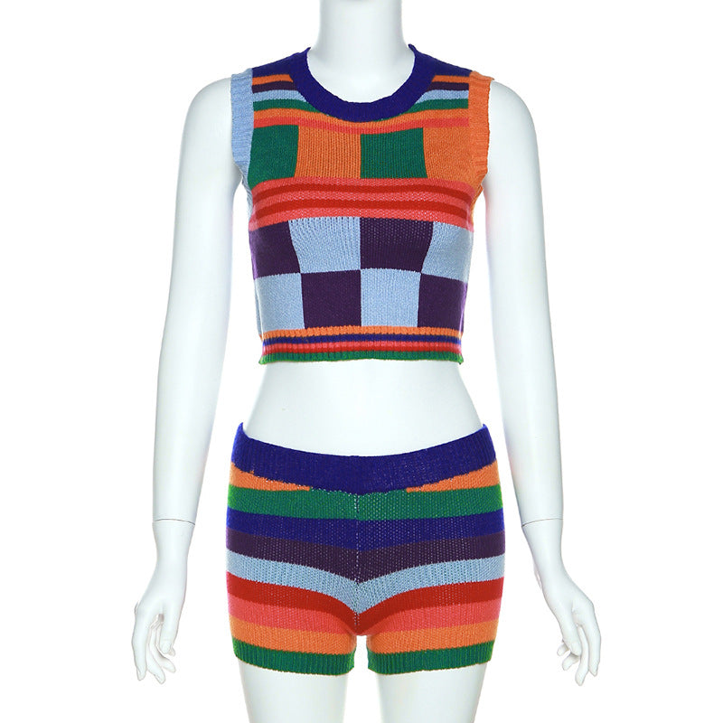 Women's Short Vest High Waist Hip Lift Knitted Suit